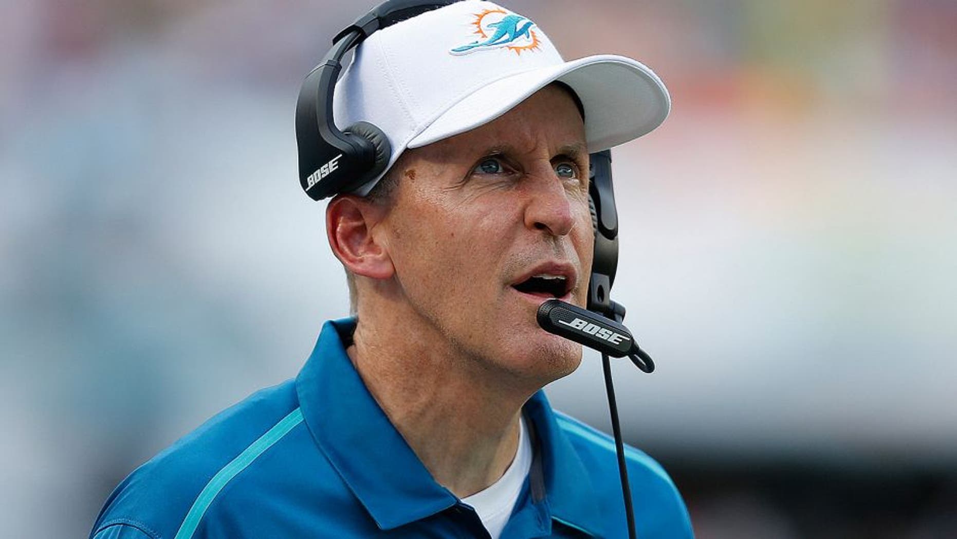 MIAMI GARDENS, FL - DECEMBER 21: Head coach Joe Philbin of the Miami Dolphins watches a replay during fourth quarter action against the Minnesota Vikings on December 21, 2014 at Sun Life Stadium in Miami Gardens, Florida. The Dolphins defeated the Vikings 37-35. (Photo by Joel Auerbach/Getty Images)