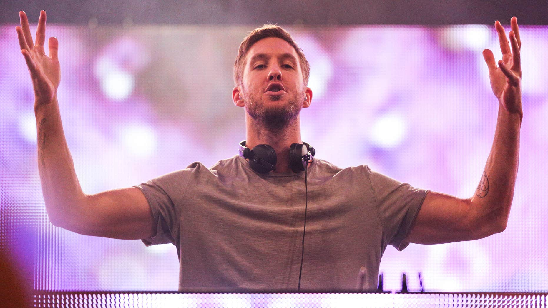 FILE - In this Oct. 24, 2015 file photo, Calvin Harris performs at the We Can Survive Concert at the Hollywood Bowl in Los Angeles.