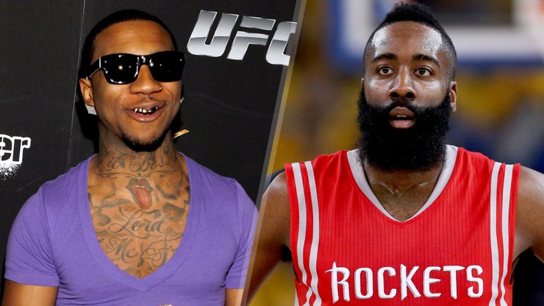 LAS VEGAS - FEBRUARY 15: Recording artist Brandon 'Lil B' McCartney arrives at UFC, Famous Stars and Straps and New Era's 'The Magic Party' at XS the nightclub on February 15, 2011 in Las Vegas, Nevada. (Photo by Isaac Brekken/Getty Images) OAKLAND, CA - MAY 19: James Harden #13 of the Houston Rockets reacts in the first half against the Golden State Warriors during Game One of the Western Conference Finals of the 2015 NBA Playoffs at ORACLE Arena on May 19, 2015 in Oakland, California. NOTE TO USER: User expressly acknowledges and agrees that, by downloading and or using this photograph, user is consenting to the terms and conditions of Getty Images License Agreement. (Photo by Ezra Shaw/Getty Images)