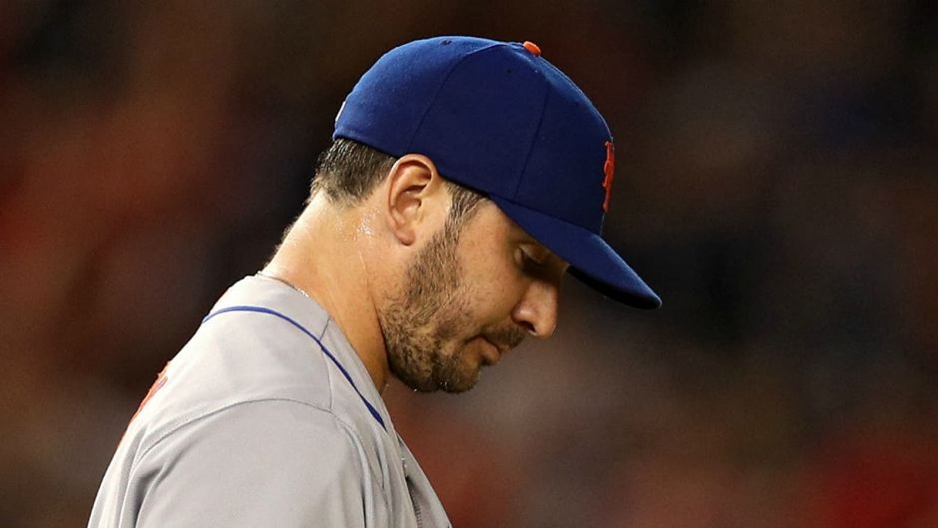 WASHINGTON, DC - MAY 24: Starting pitcher Matt Harvey #33 of the New York Mets looks on after allowing a two run home run by Daniel Murphy #20 of the Washington Nationals (not pictured) during the fifth inning at Nationals Park on May 24, 2016 in Washington, DC. (Photo by Patrick Smith/Getty Images)