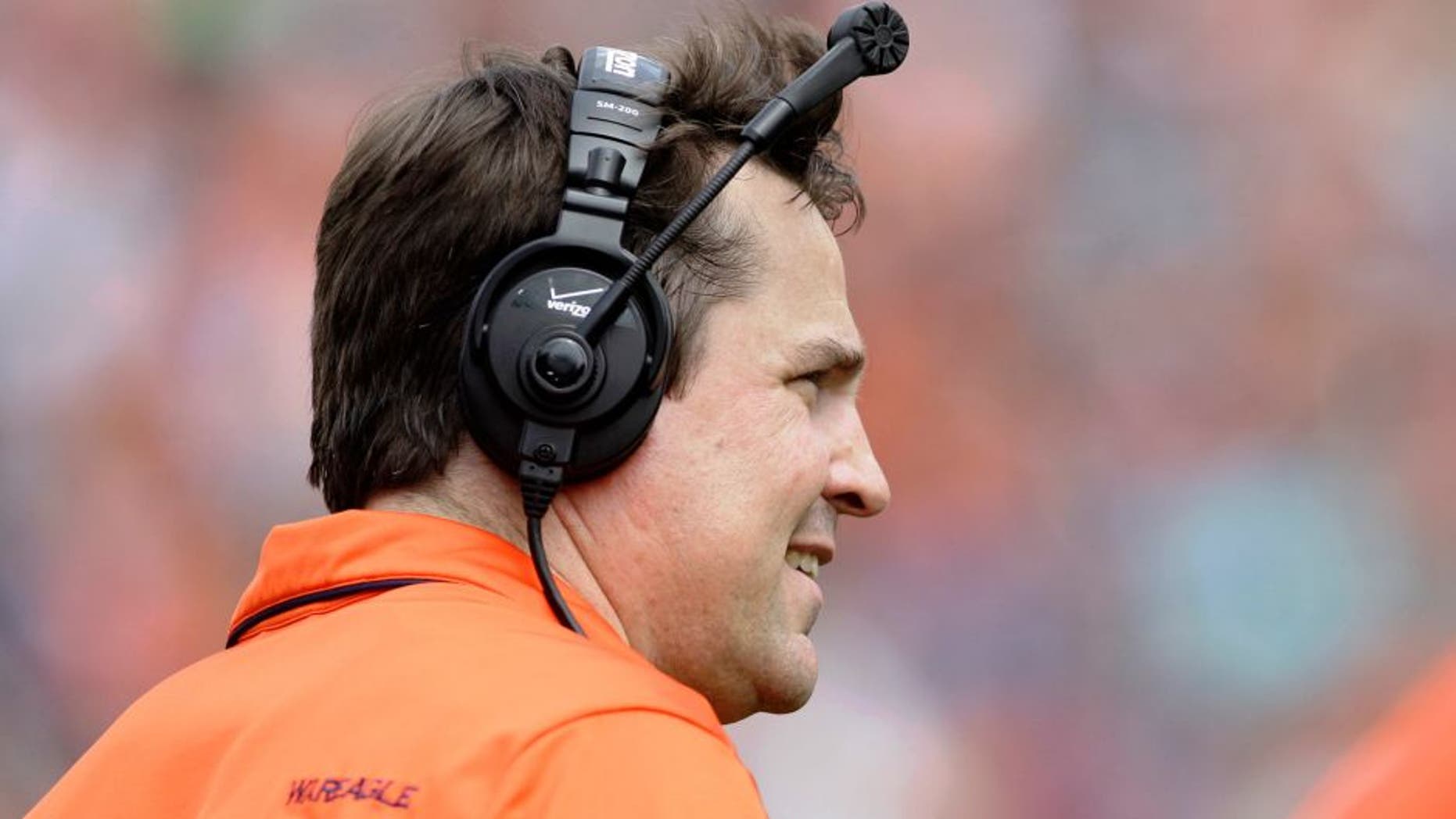 Apr 18, 2015; Auburn, AL, USA; Auburn Tigers defensive coordinator Will Muschamp watches his squad during the A-Day game at Jordan-Hare Stadium. Mandatory Credit: John Reed-USA TODAY Sports