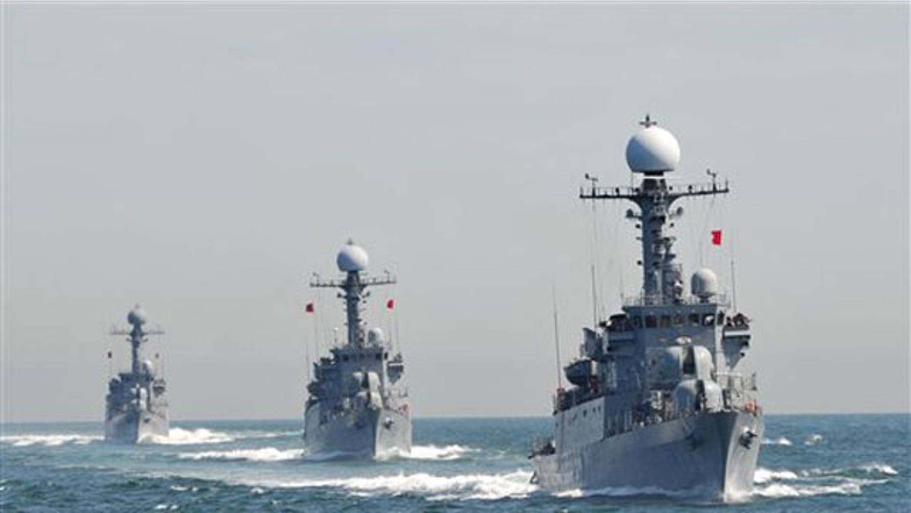 May 27: South Korean Navy Patrol Combat Corvettes stage an anti-submarine exercise off the western coast town of Taean.