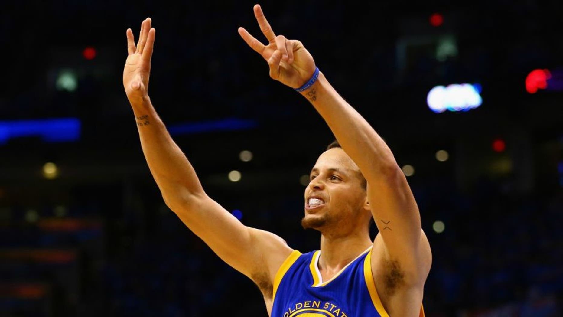in game six of the Western Conference Finals during the 2016 NBA Playoffs at Chesapeake Energy Arena on May 28, 2016 in Oklahoma City, Oklahoma. NOTE TO USER: User expressly acknowledges and agrees that, by downloading and or using this photograph, User is consenting to the terms and conditions of the Getty Images License Agreement.