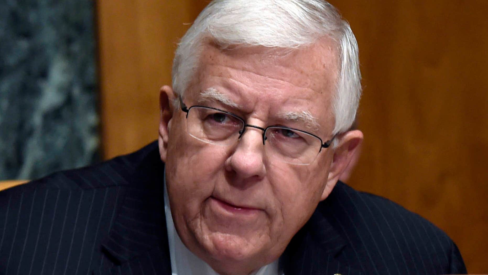 FILE - In this Feb. 3, 2015 file photo, Senate Budget Committee member Sen. Michael Enzi, R-Wyo., appears at a hearing on Capitol Hill in Washington, D.C.