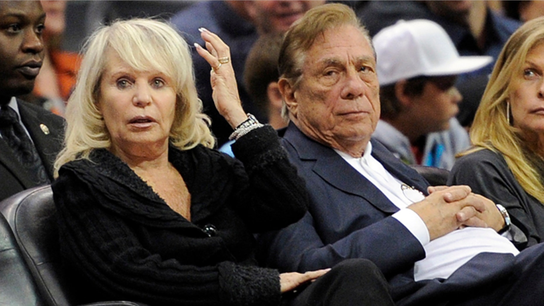 Nov. 12, 2010: Shelly Sterling sits with her husband, Donald Sterling, right, during the Los Angeles Clippers' NBA basketball game against the Detroit Pistons in Los Angeles. (AP/Mark J. Terrill, File)