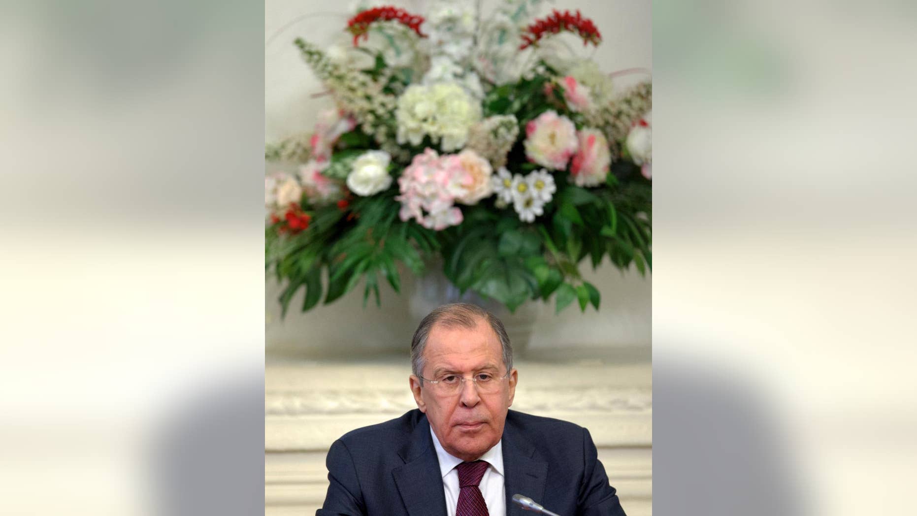 Russian Foreign Minister Sergey Lavrov listens while attending the meeting with students and teachers of the Diplomatic Academy in Moscow, Russia, on Wednesday, Feb. 15, 2017. Lavrov is set to meet with U.S. Secretary of State Rex Tillerson in Germany later this week. (AP Photo/Ivan Sekretarev)