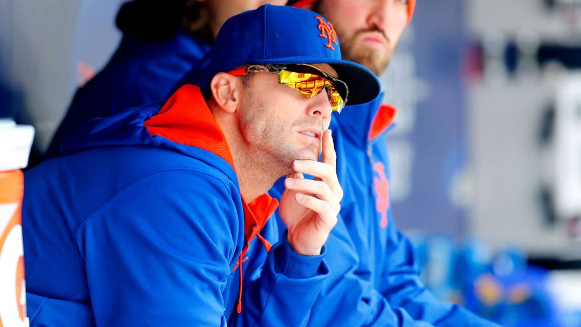 NEW YORK, NY - APRIL 23: David Wright #5 of the New York Mets looks on against the Atlanta Braves at Citi Field on April 23, 2015 in the Flushing neighborhood of the Queens borough of New York City. The Mets defeated the Braves 6-3. (Photo by Jim McIsaac/Getty Images)