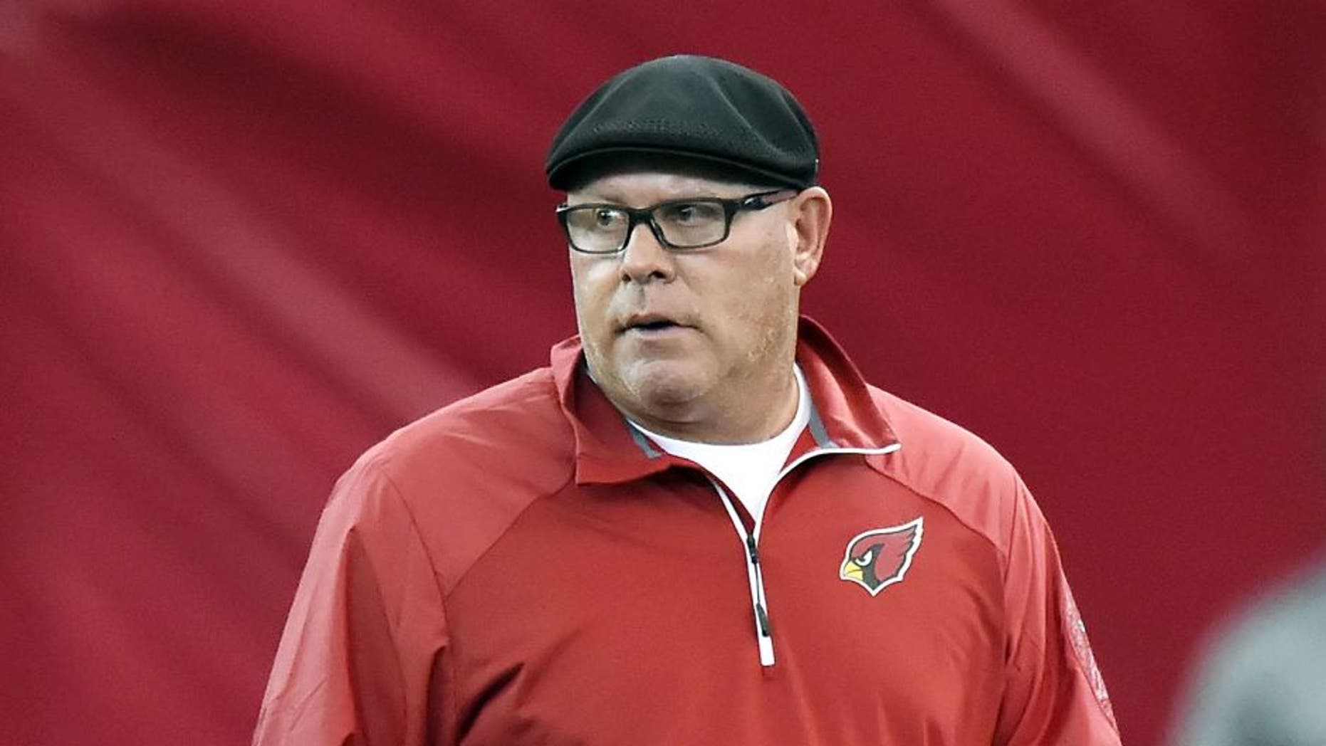 TEMPE, AZ - MAY 23: Head Coach Bruce Arians of the Arizona Cardinals calls a play during a Rookie Minicamp practice on May 23, 2014 in Tempe, Arizona. (Photo by Norm Hall/Getty Images)
