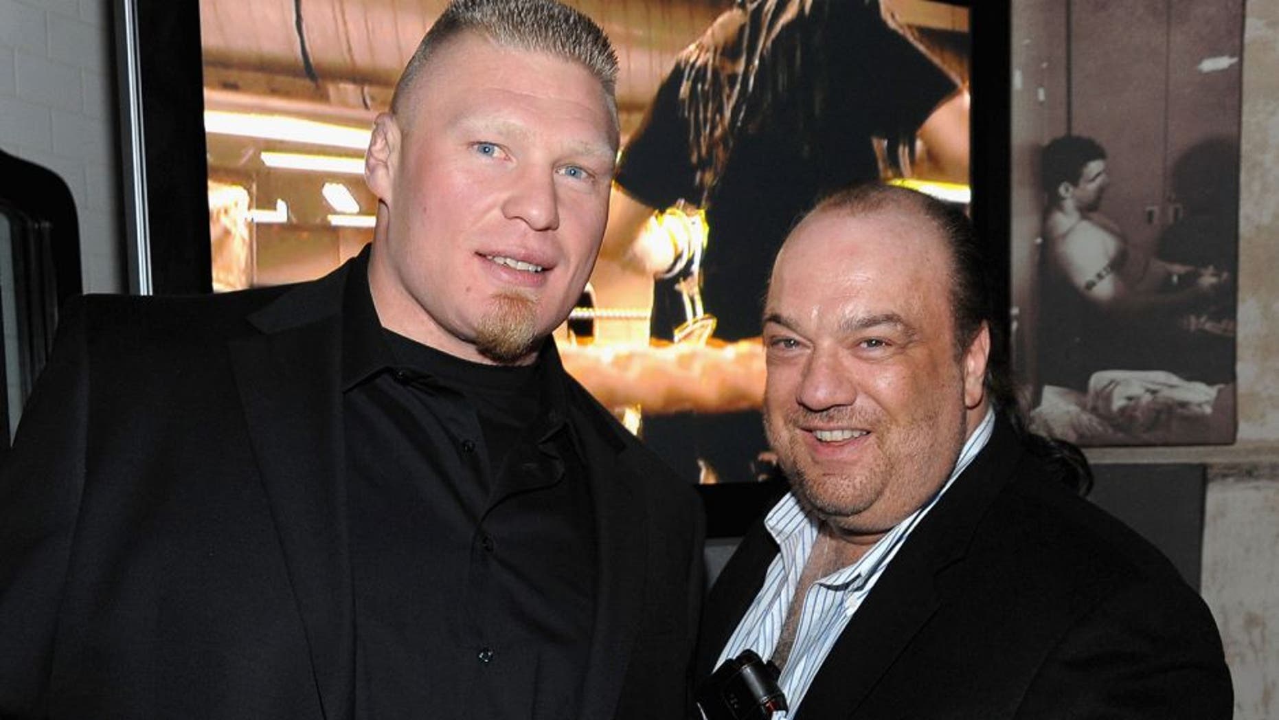 NEW YORK - MARCH 26: Brock Lesner UFC Heavyweight Champion and Paul Heyman attend the UFC 111 party at 632 Hudson on March 26, 2010 in New York City. (Photo by Jamie McCarthy/WireImage for City Publicity) *** Local Caption ***