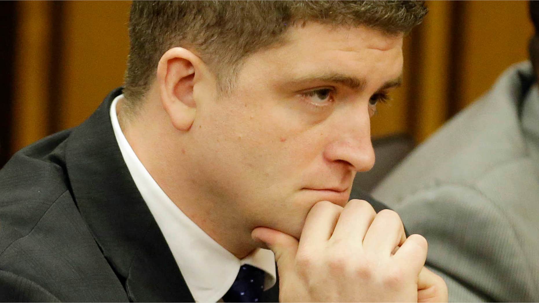May 23, 2015: Michael Brelo listens to the judge read his verdict in Cleveland.