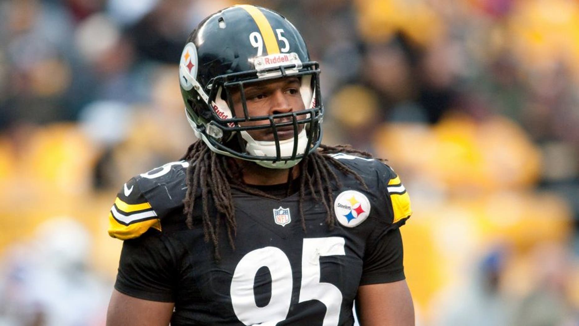 Nov 10, 2013; Pittsburgh, PA, USA; Pittsburgh Steelers outside linebacker Jarvis Jones (95) on the field during the fourth quarter of a game against the Buffalo Bills at Heinz Field. Pittsburgh won the game 23-10. Mandatory Credit: Mark Konezny-USA TODAY Sports
