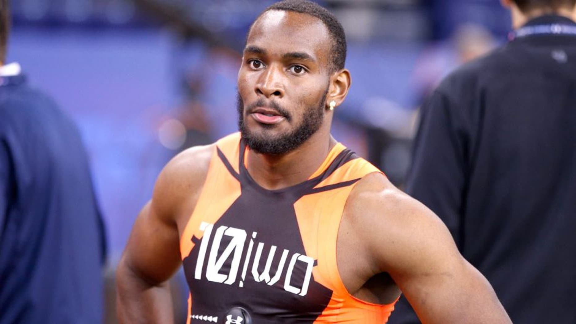 INDIANAPOLIS, IN - FEBRUARY 21: Wide receiver Jamison Crowder of Duke looks on during the 2015 NFL Scouting Combine at Lucas Oil Stadium on February 21, 2015 in Indianapolis, Indiana. (Photo by Joe Robbins/Getty Images)