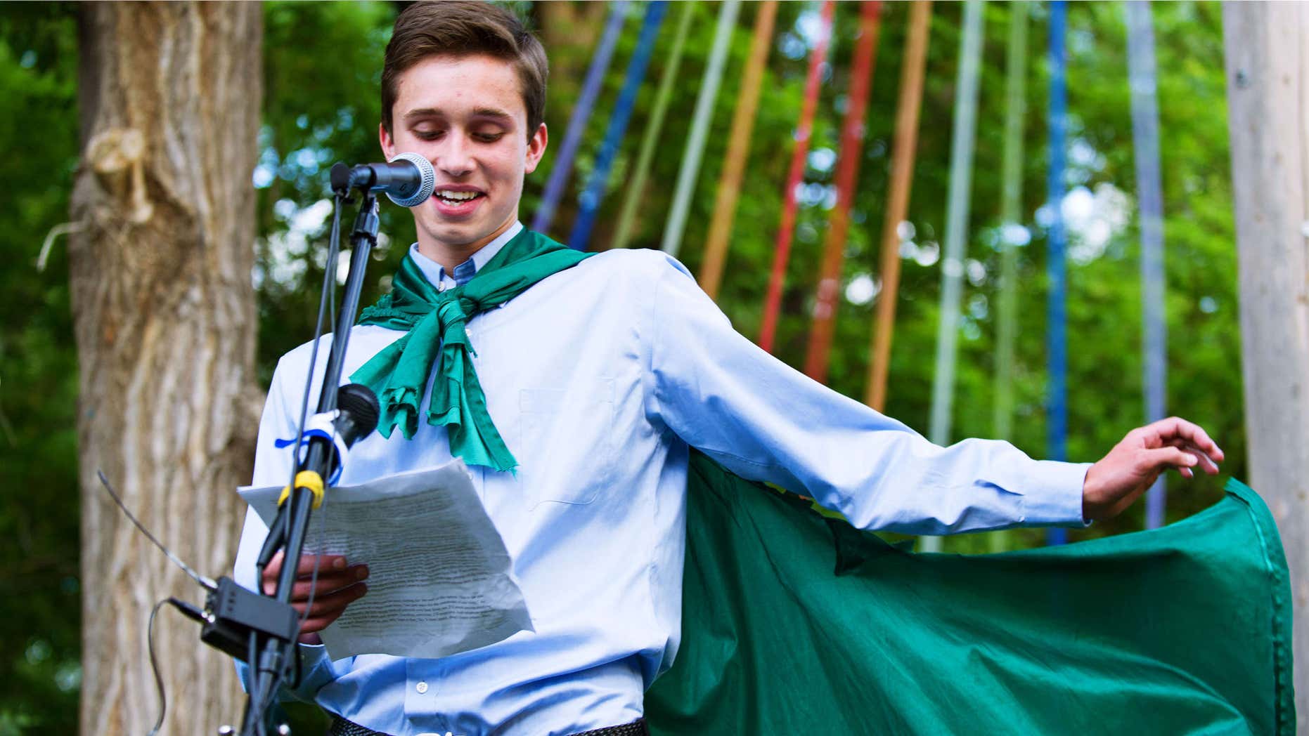 May 31, 2015: Twin Peak Charter School senior Evan Young reads his valedictorian speech.