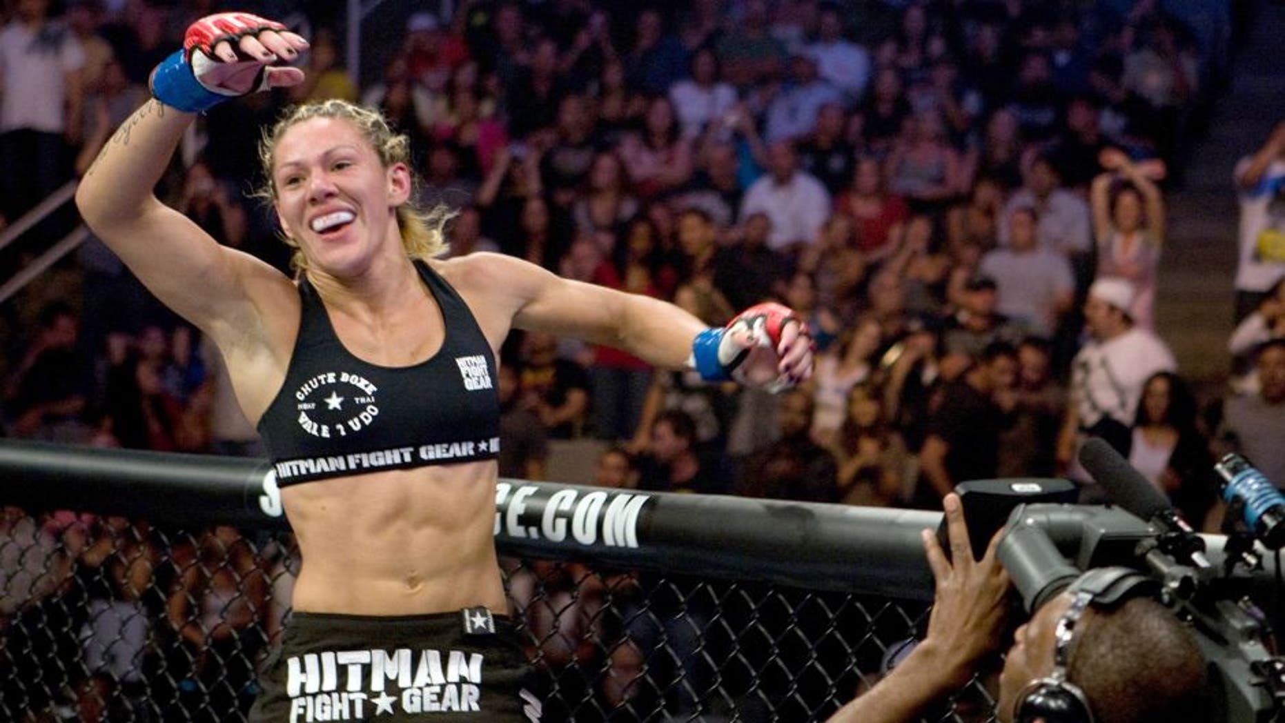 SAN JOSE, CA - AUGUST 15: Cristiane 'Cyborg' Santos celebrates after her victory over Gina Carano during the inaugural Strikeforce Women's Championship event at HP Pavilion on August 15, 2009 in San Jose, California. (Photo by Esther Lin/Forza LLC/Forza LLC via Getty Images) *** Local Caption *** Cristiane Santos; Gina Carano