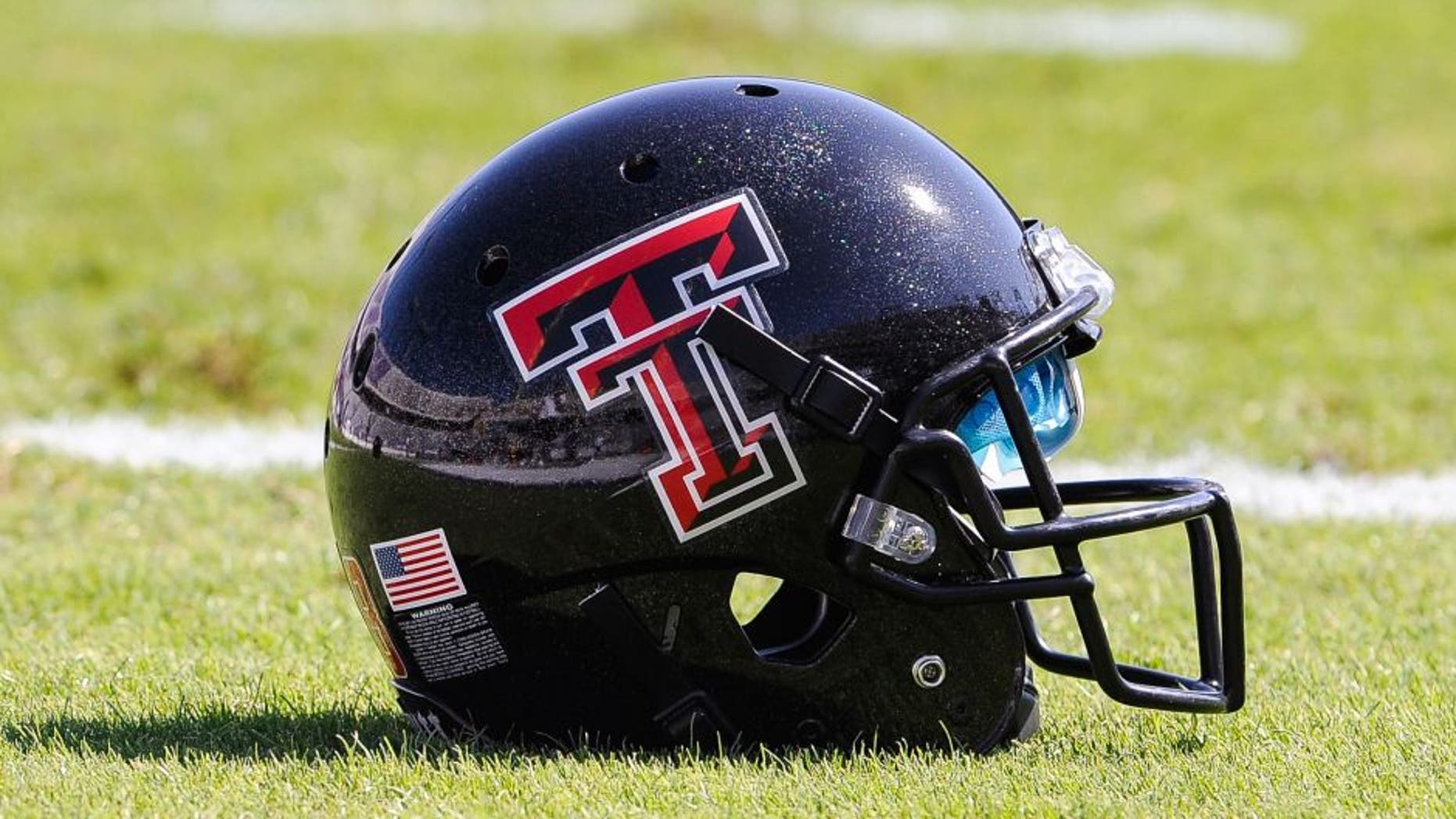 Oct 20, 2012; Fort Worth, TX, USA; A view of a Texas Tech Red Raiders helmet before the game between the Red Raiders and the TCU Horned Frogs at Amon G. Carter Stadium. The Red Raiders defeated the Horned Frogs 56-53 in overtime. Mandatory Credit: Jerome Miron-USA TODAY Sports