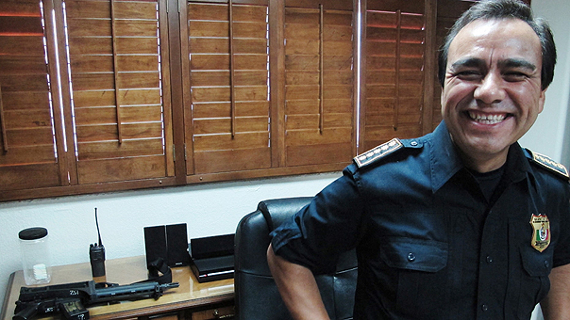 June 7: Julian Leyzaola, police chief of Juarez, smiles during an interview with foreign media in his office in Juarez, Mexico.