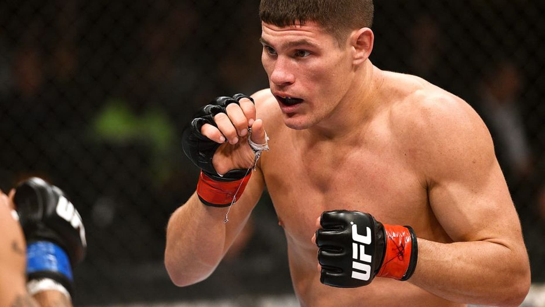 BOSTON, MA - JANUARY 18: Charles Rosa fights Sean Soriano in their featherweight fight during the UFC Fight Night event at the TD Garden on January 18, 2015 in Boston, Massachusetts. (Photo by Jeff Bottari/Zuffa LLC/Zuffa LLC via Getty Images)