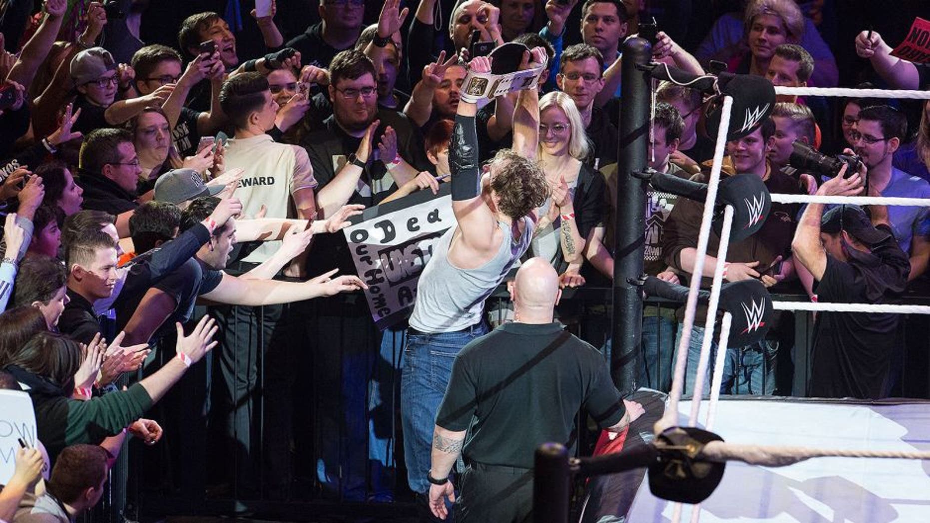 COLOGNE, GERMANY - FEBRUARY 11: Dean Ambrose during WWE Road to WrestleMania at the Lanxess Arena on February 11, 2016 in Cologne, Germany. (Photo by Marc Pfitzenreuter/Getty Images)