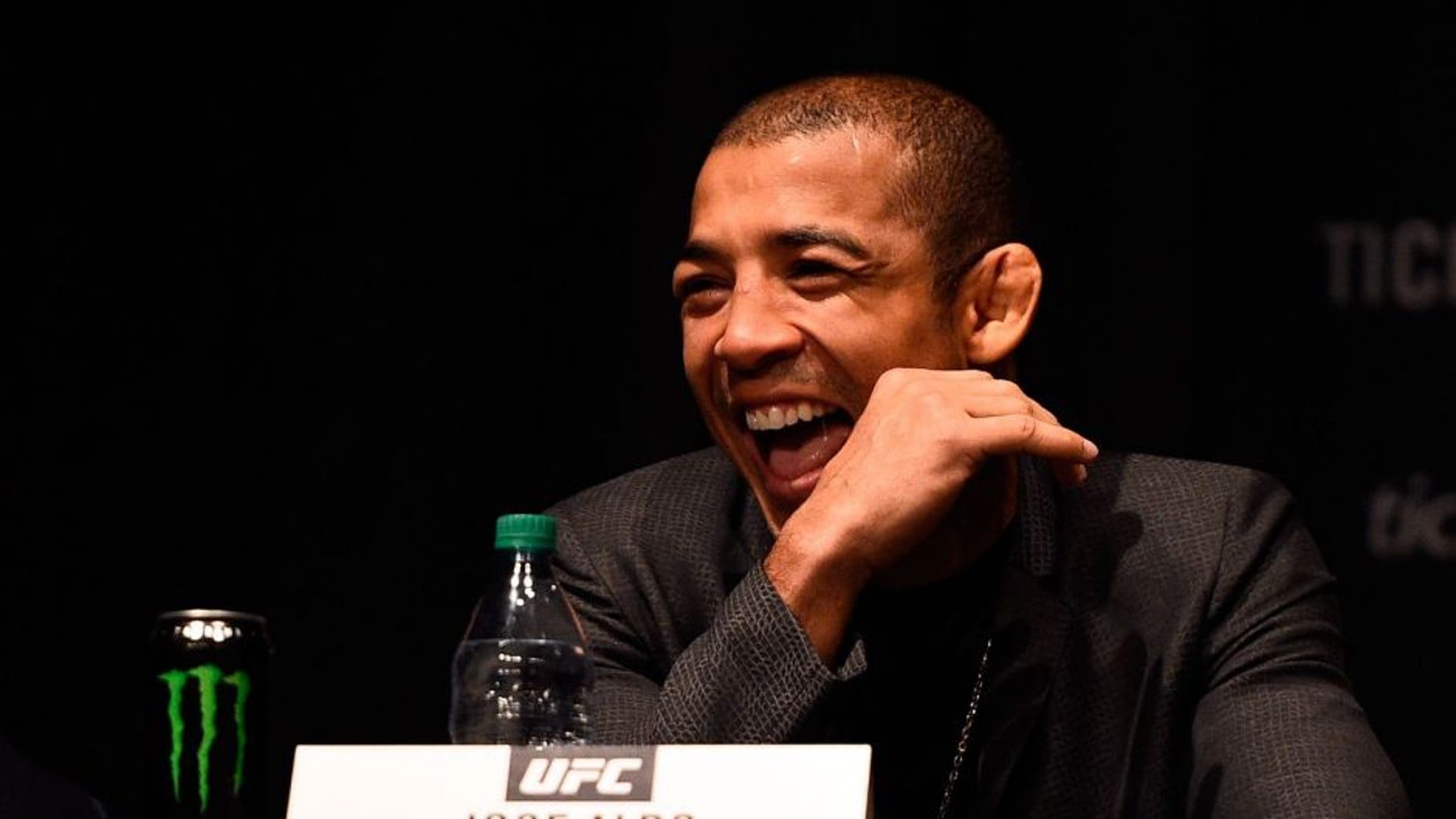 NEW YORK, NY - APRIL 27: Jose Aldo of Brazil interacts with fans and media during the UFC 200 New York press event at Madison Square Garden on April 27, 2016 in New York City. (Photo by Jeff Bottari/Zuffa LLC/Zuffa LLC via Getty Images)