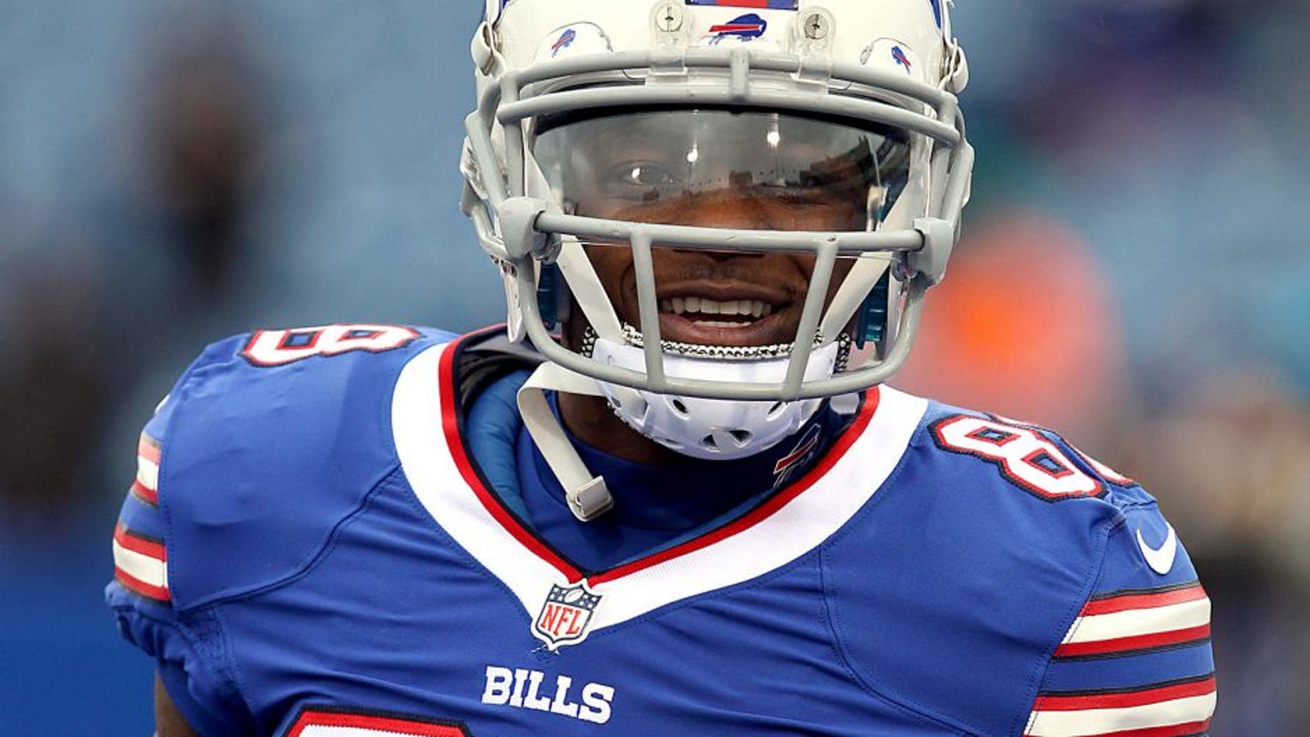 Dec 22, 2013; Orchard Park, NY, USA; Buffalo Bills wide receiver Marquise Goodwin (88) before a game against the Miami Dolphins at Ralph Wilson Stadium. Mandatory Credit: Timothy T. Ludwig-USA TODAY Sports