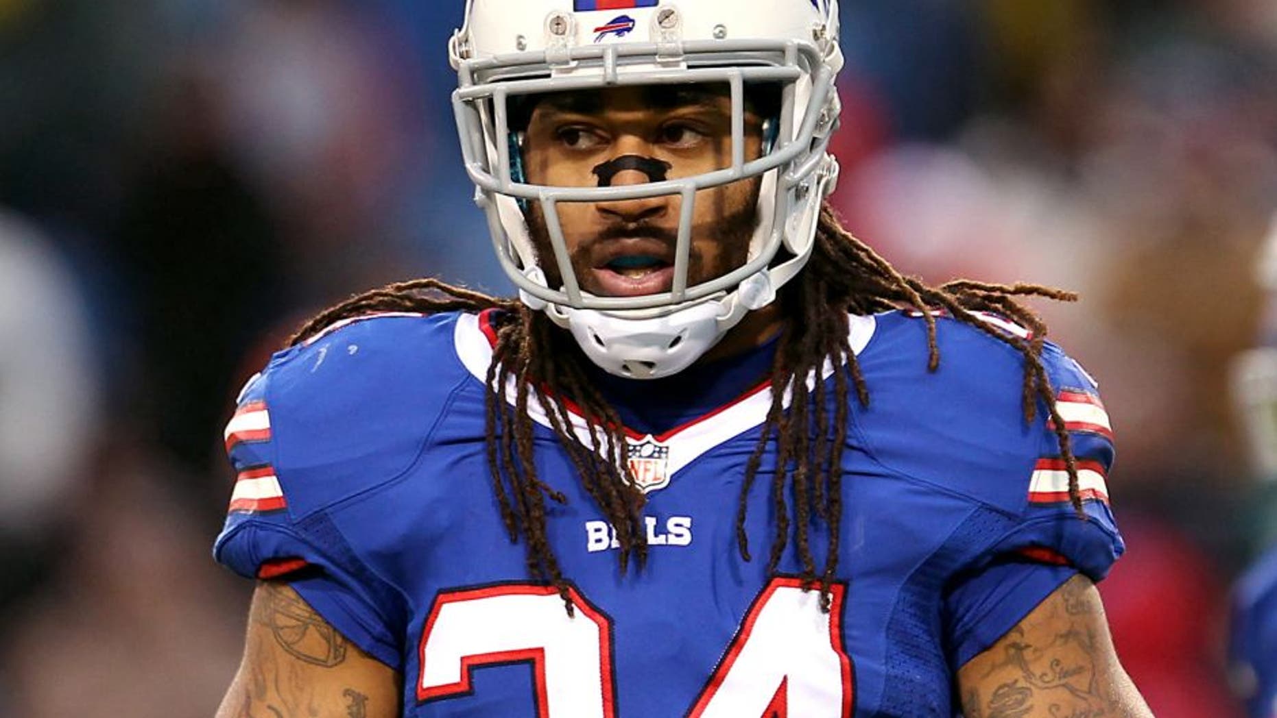 Dec 22, 2013; Orchard Park, NY, USA; Buffalo Bills cornerback Stephon Gilmore (24) during a game against the Miami Dolphins at Ralph Wilson Stadium. Buffalo beats Miami 19 to 0. Mandatory Credit: Timothy T. Ludwig-USA TODAY Sports