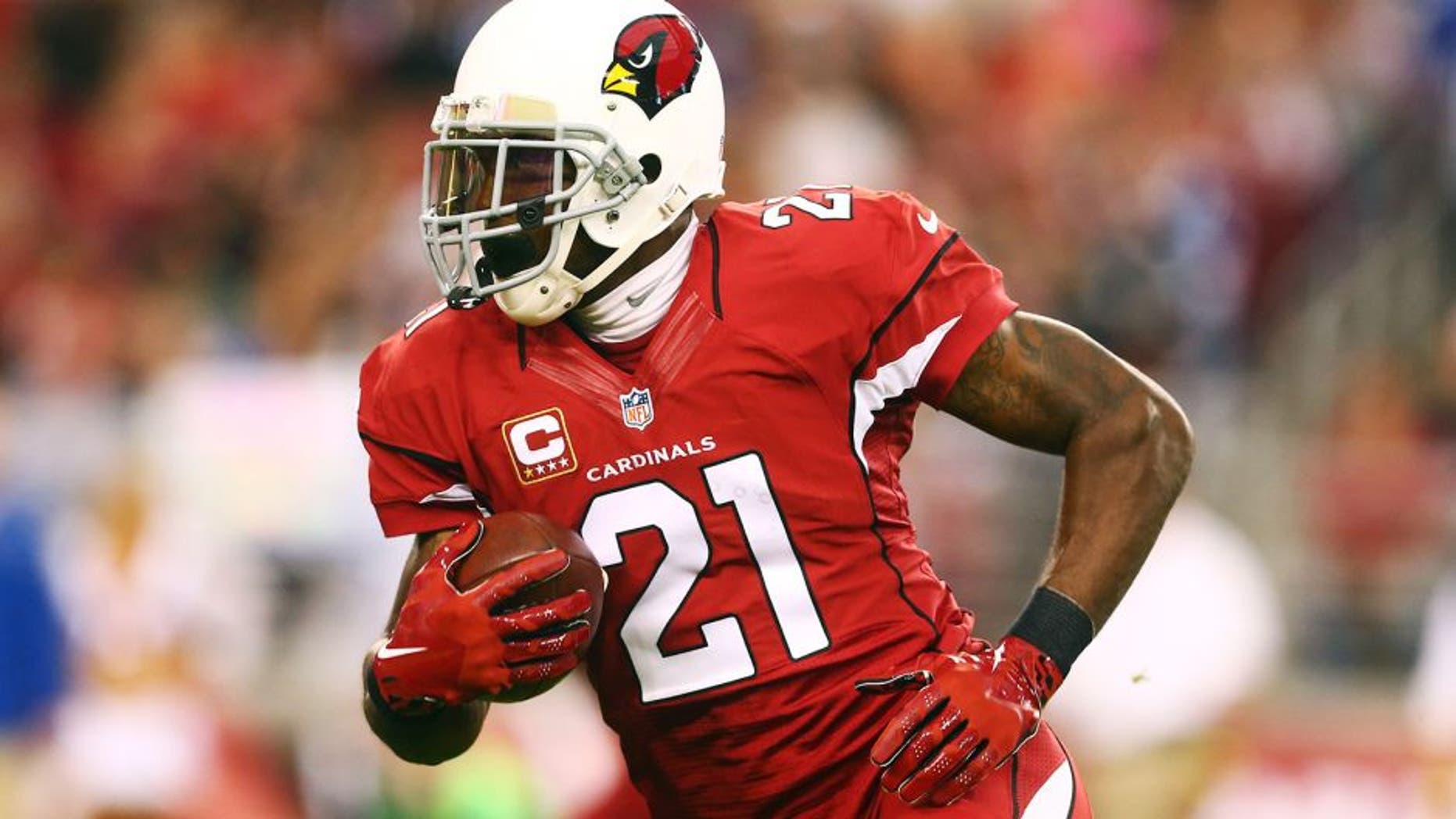 Nov 24, 2013; Phoenix, AZ, USA; Arizona Cardinals cornerback Patrick Peterson (21) against the Indianapolis Colts at University of Phoenix Stadium. Mandatory Credit: Mark J. Rebilas-USA TODAY Sports