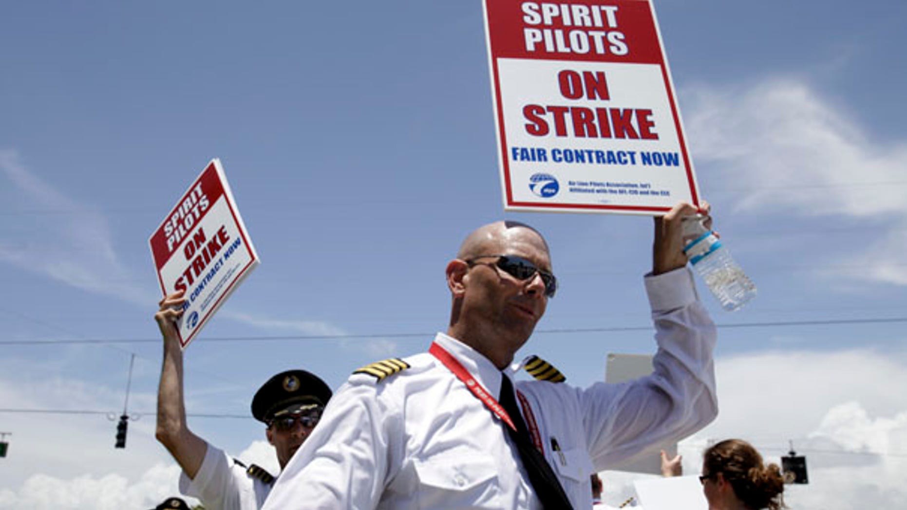 June 13: Spirit Airlines pilots picket nearby Fort Lauderdale-Hollywood International Airport in Florida. Spirit Airlines canceled all of its flights through Tuesday, stranding thousands of passengers as the pilot's strike continues into its second day.