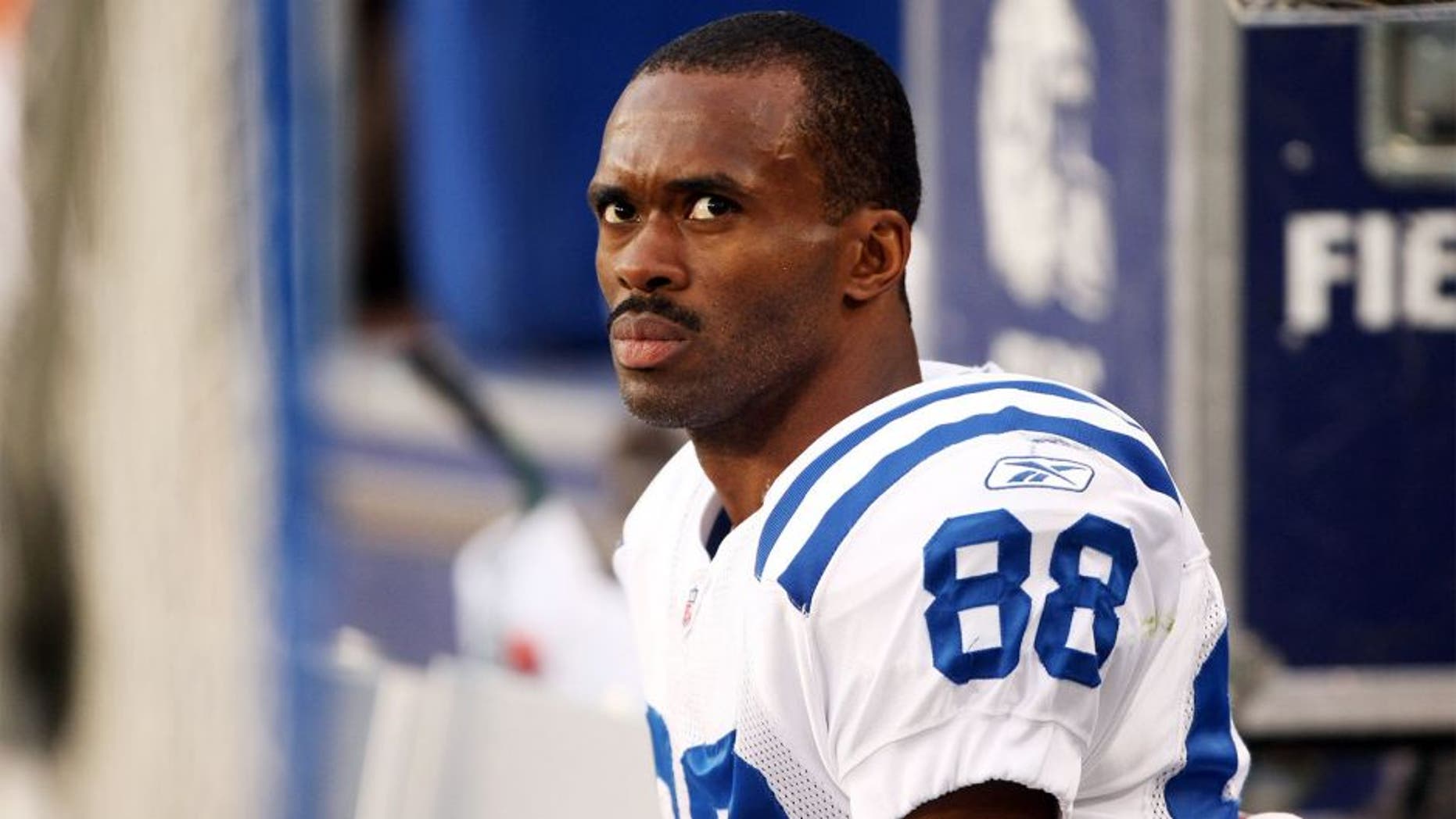 GREEN BAY, WI - OCTOBER 19: Wide receiver Marvin Harrison #88 sits on the bench during the game against the Green Bay Packers on October 19, 2008 at Lambeau Field in Green Bay Wisconsin. The Packers won 34-14. (Photo by Stephen Dunn/Getty Images)