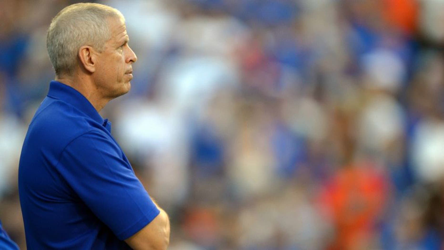 Oct 6, 2012; Gainesville, FL, USA; Florida Gators atheletic director Jeremy Foley during the fourth quarter against the LSU Tigers at Ben Hill Griffin Stadium. Mandatory Credit: Jake Roth-USA TODAY Sports