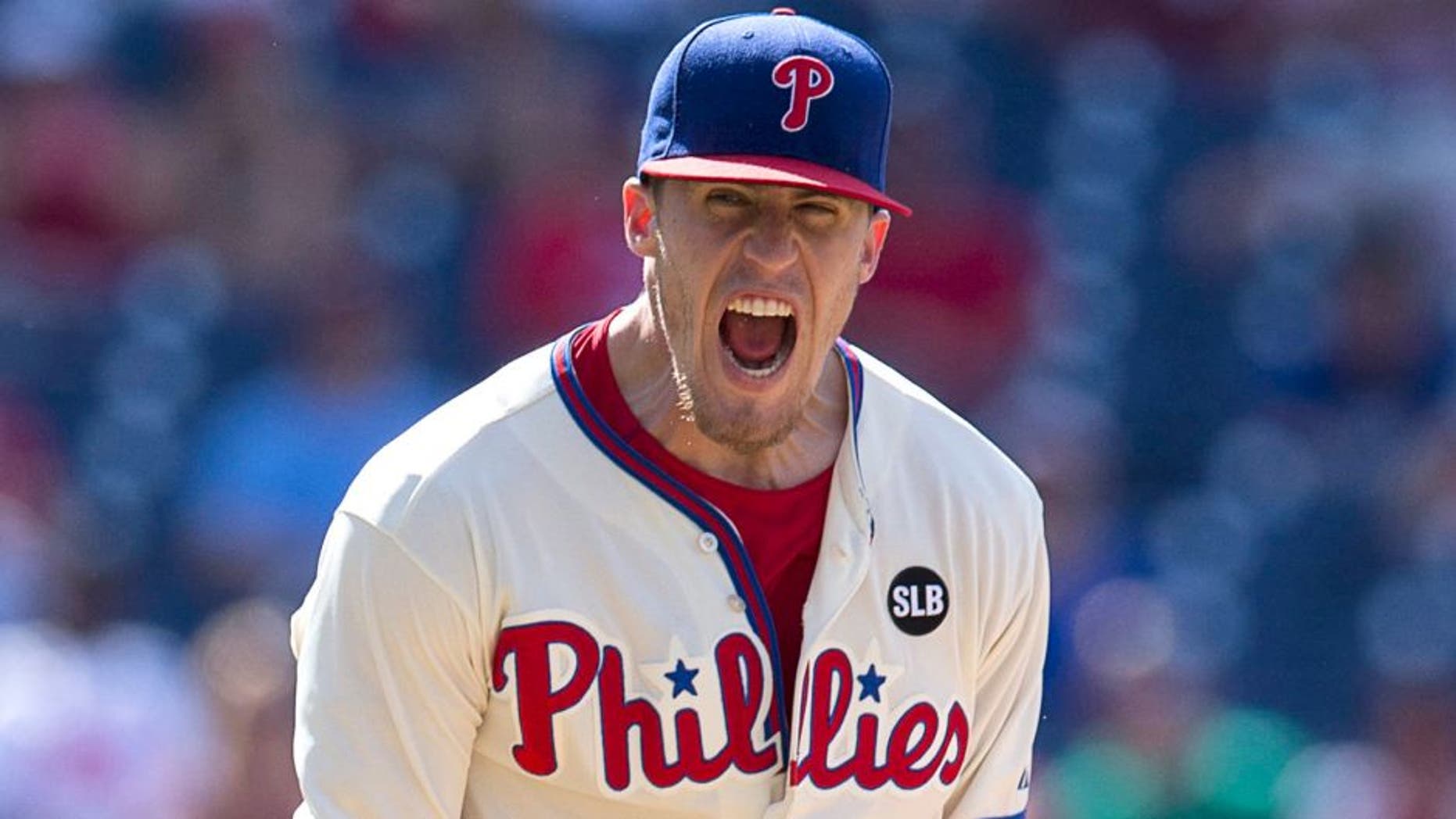 PHILADELPHIA, PA - JUNE 7: Ken Giles #53 of the Philadelphia Phillies reacts after a strike out in the top of the eighth inning against the San Francisco Giants on June 7, 2015 at the Citizens Bank Park in Philadelphia, Pennsylvania. The Phillies defeated the Giants 6-4. (Photo by Mitchell Leff/Getty Images)