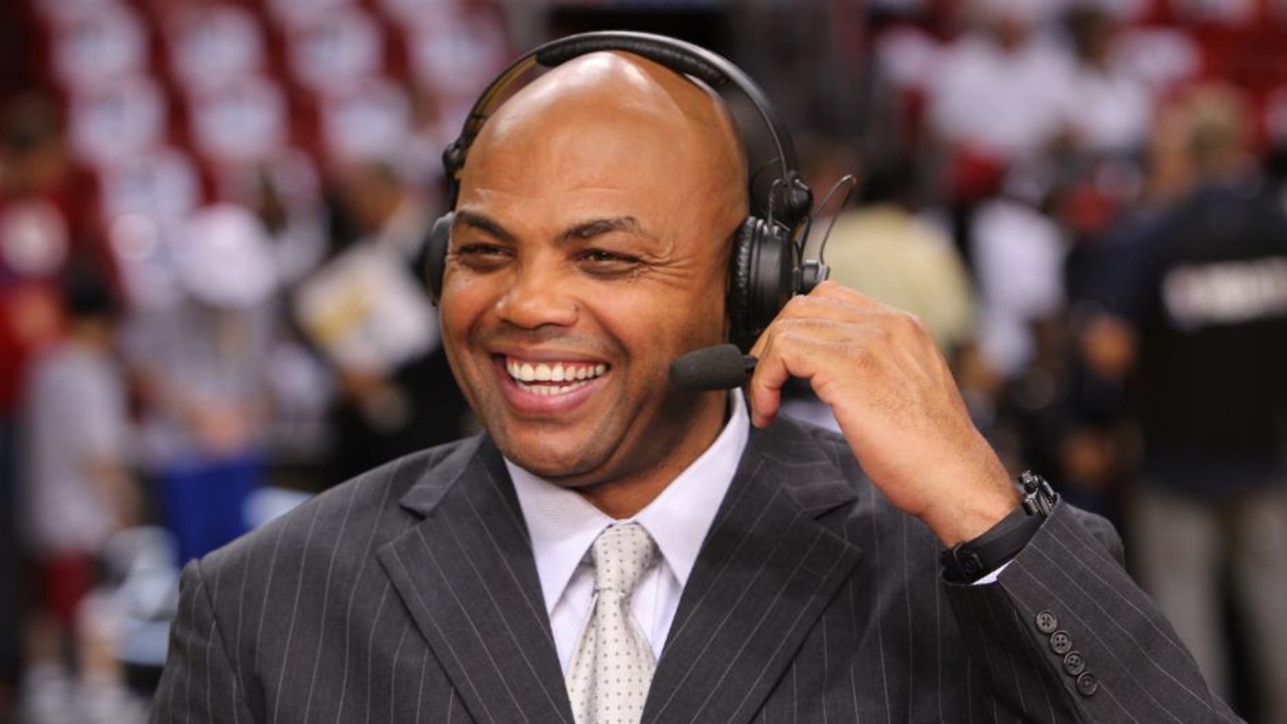 MIAMI, FL - JUNE 21: Analyst Charles Barkley shares a laugh before the game against the Miami Heat and the Oklahoma City Thunder during Game Five of the 2012 NBA Finals at American Airlines Arena on June 21, 2012 in Miami, Florida. NOTE TO USER: User expressly acknowledges and agrees that, by downloading and or using this Photograph, user is consenting to the terms and conditions of the Getty Images License Agreement. Mandatory Copyright Notice: Copyright 2012 NBAE (Photo by Joe Murphy/NBAE via Getty Images)