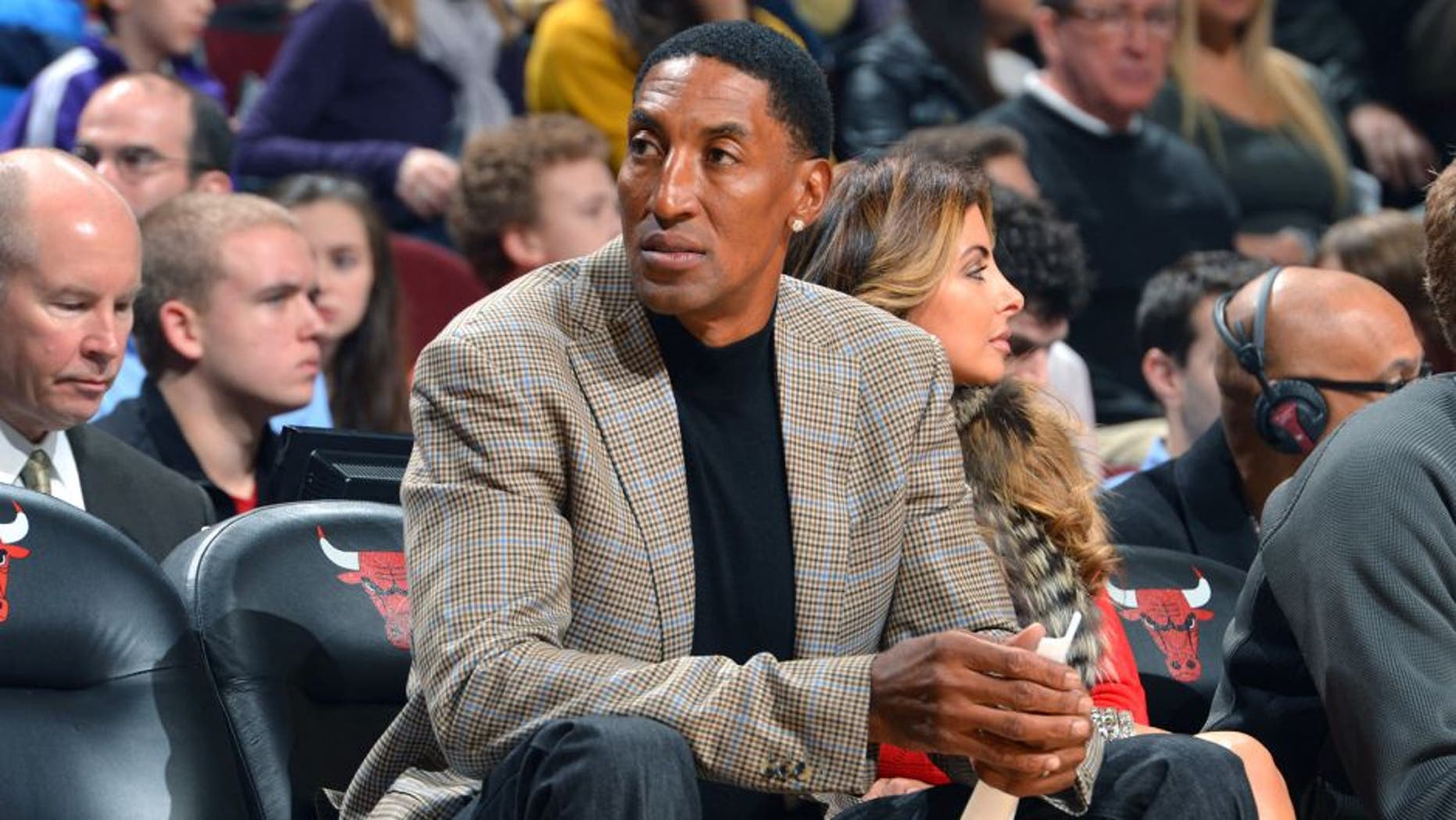 CHICAGO, IL - JANUARY 20: NBA Legend Scottie Pippen in attendance for the game between the Chicago Bulls and the Los Angeles Lakers on January 20, 2014 at the United Center in Chicago, Illinois. NOTE TO USER: User expressly acknowledges and agrees that, by downloading and/or using this photograph, user is consenting to the terms and conditions of the Getty Images License Agreement. Mandatory Copyright Notice: Copyright 2014 NBAE (Photo by Jesse D. Garrabrant/NBAE via Getty Images)