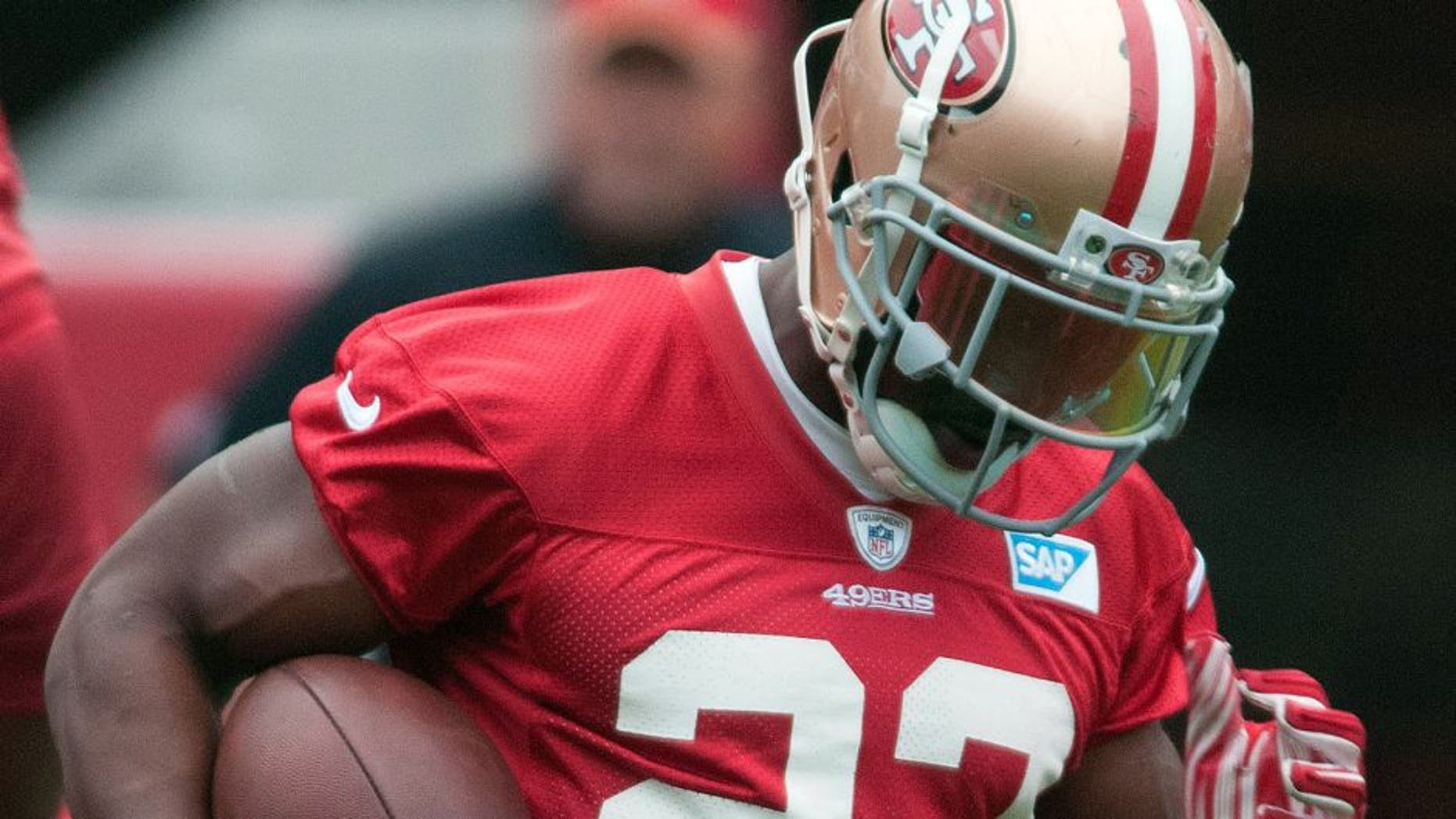 Jun 11, 2015; San Francisco, CA, USA; San Francisco 49ers running back Reggie Bush (23) carries the ball during minicamp at Levi's Stadium. Mandatory Credit: Ed Szczepanski-USA TODAY Sports