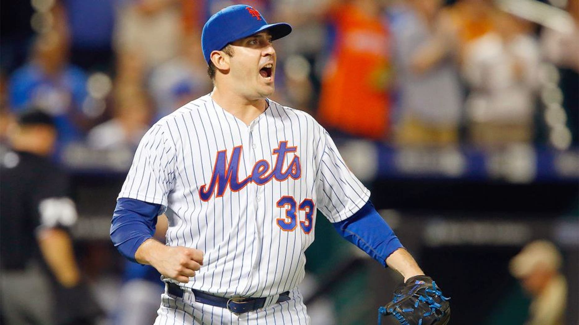 NEW YORK, NY - JUNE 16: Matt Harvey #33 of the New York Mets reacts after the final out of the seventh inning against the Toronto Blue Jays at Citi Field on June 16, 2015 in the Flushing neighborhood of the Queens borough of New York City. (Photo by Jim McIsaac/Getty Images)
