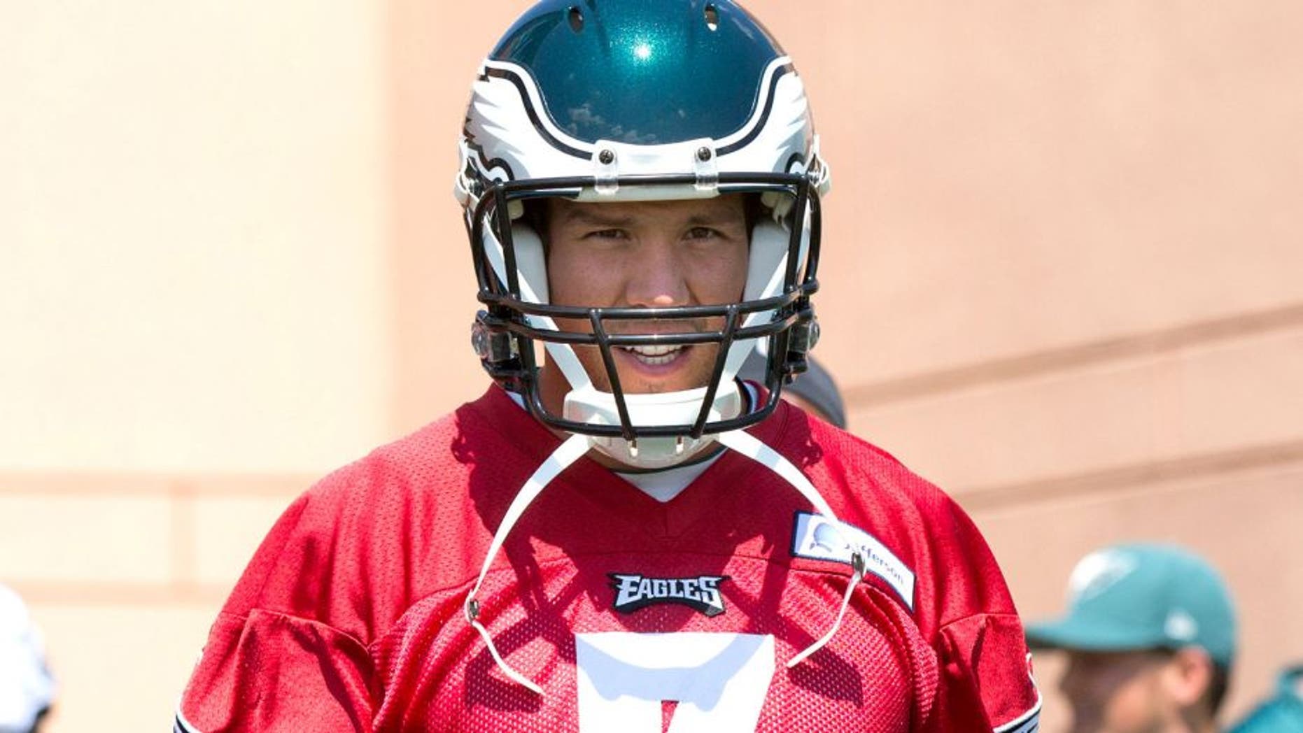 Jun 17, 2015; Philadelphia, PA, USA; Philadelphia Eagles quarterback Sam Bradford (7) walks onto the field during minicamp at The NovaCare Complex. Mandatory Credit: Bill Streicher-USA TODAY Sports