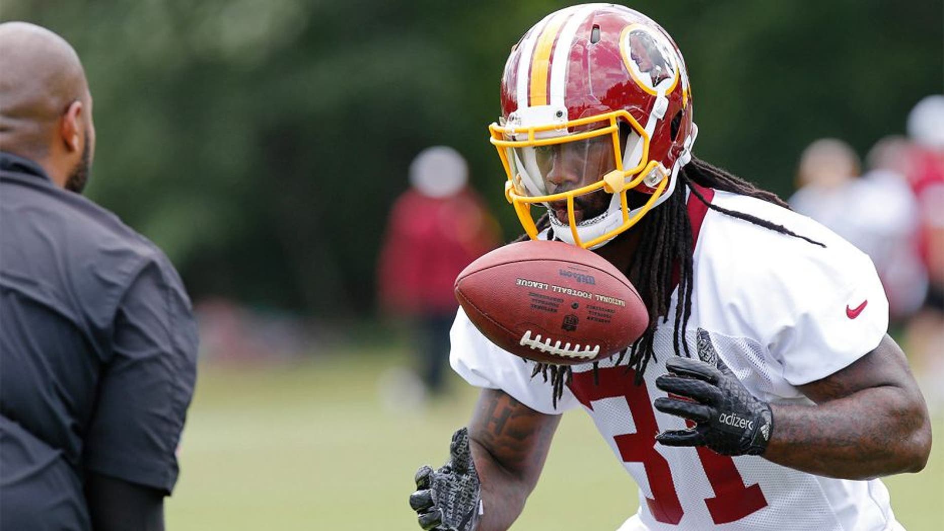 Jun 16, 2015; Ashburn, VA, USA; Washington Redskins running back Matt Jones (31) participates in drills as part of day one of Redskins Minicamp at Redskins Park. Mandatory Credit: Geoff Burke-USA TODAY Sports