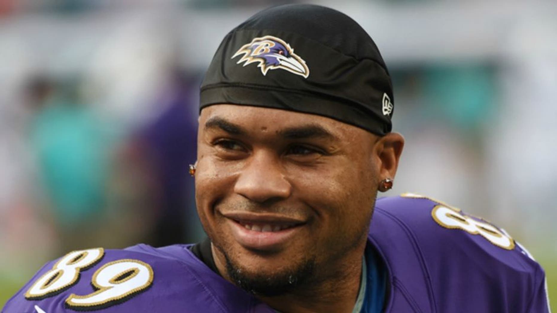 MIAMI GARDENS, FL - DECEMBER 07: Wide receiver Steve Smith #89 of the Baltimore Ravens looks on before a NFL game against the Miami Dolphins at Sun Life Stadium on December 7, 2014 in Miami Gardens, Florida.(Photo by Ron Elkman/Sports Imagery/ Getty Images) *** Local Caption *** Steve Smith