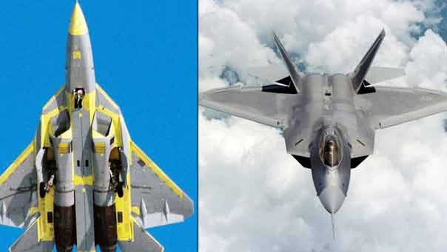 A side-by-side comparison of Russia's new T-50 fighter jet and the U.S. military's F-22 Raptor.