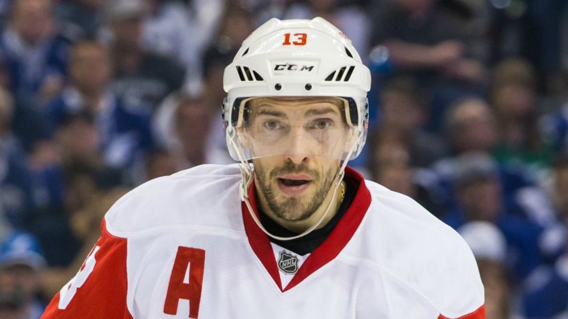 TAMPA, FL - APRIL 21: Pavel Datsyuk #13 of the Detroit Red Wings skates against the Tampa Bay Lightning during Game Five of the Eastern Conference First Round in the 2016 NHL Stanley Cup Playoffs at the Amalie Arena on April 21, 2016 in Tampa, Florida. (Photo by Scott Audette/NHLI via Getty Images)