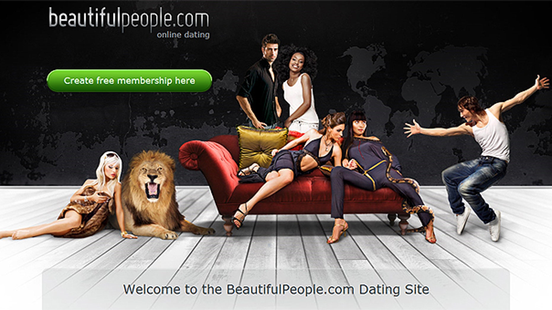 This screengrab shows the homepage of Denmark-based website Beautifulpeople.com.