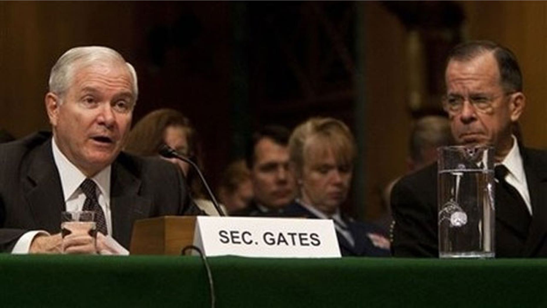 FILE: Defense Secretary Robert Gates and Joint Chiefs of Staff Chairman Adm. Mike Mullen testify at the Senate Armed Services Committee on June 17, 2010. (AP).