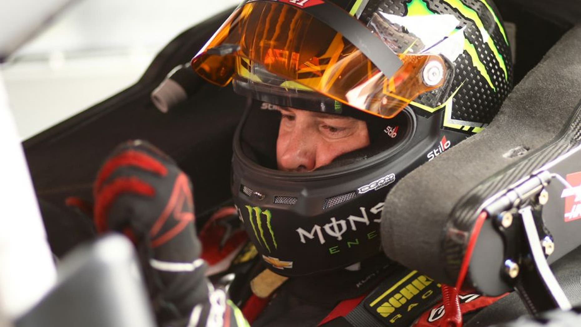 BROOKLYN, MI - JUNE 10: Kurt Busch, driver of the #41 Haas Automation/Monster Energy Chevrolet, sits in his car during practice for the NASCAR Sprint Cup Series FireKeepers Casino 400 at Michigan International Speedway on June 10, 2016 in Brooklyn, Michigan. (Photo by Rey Del Rio/Getty Images )