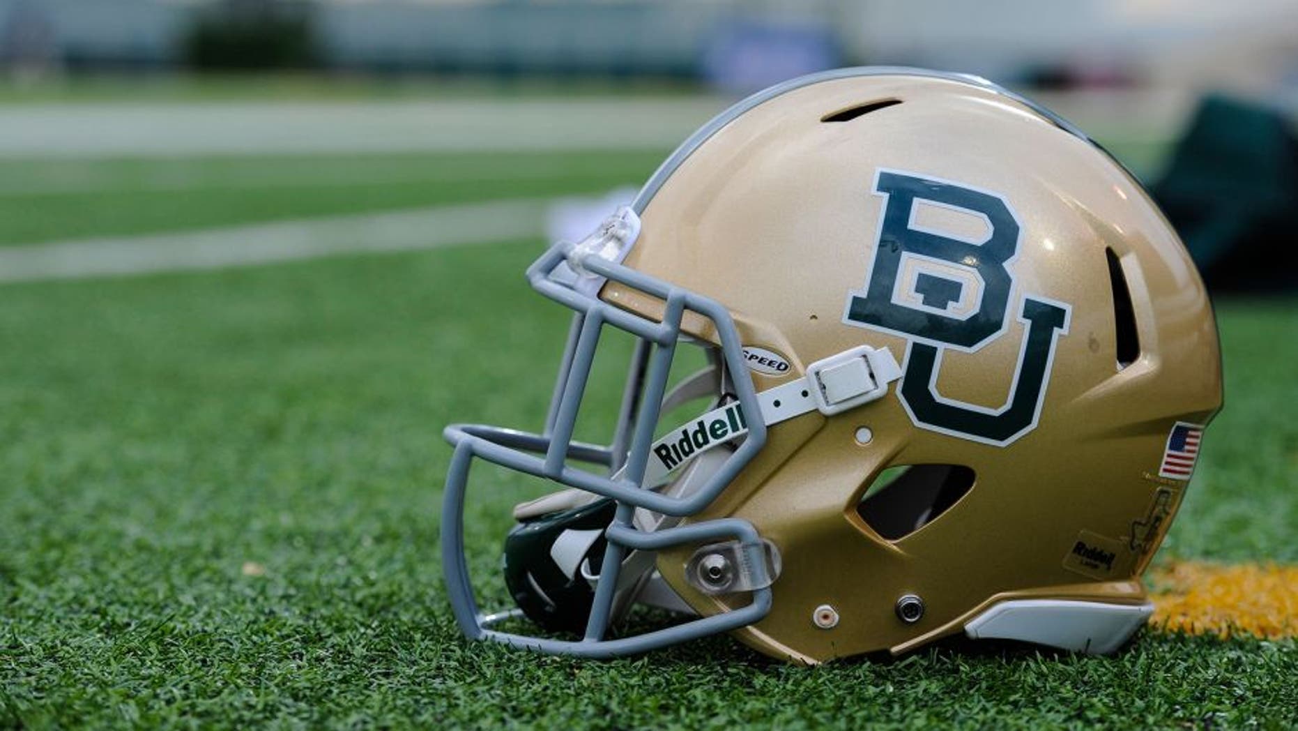 Dec 1, 2012; Waco, TX, USA; A view of a Baylor Bears helmet before the game between the Bears and the Oklahoma State Cowboys at Floyd Casey Stadium. The Bears defeated the Cowboys 41-34. Mandatory Credit: Jerome Miron-USA TODAY Sports