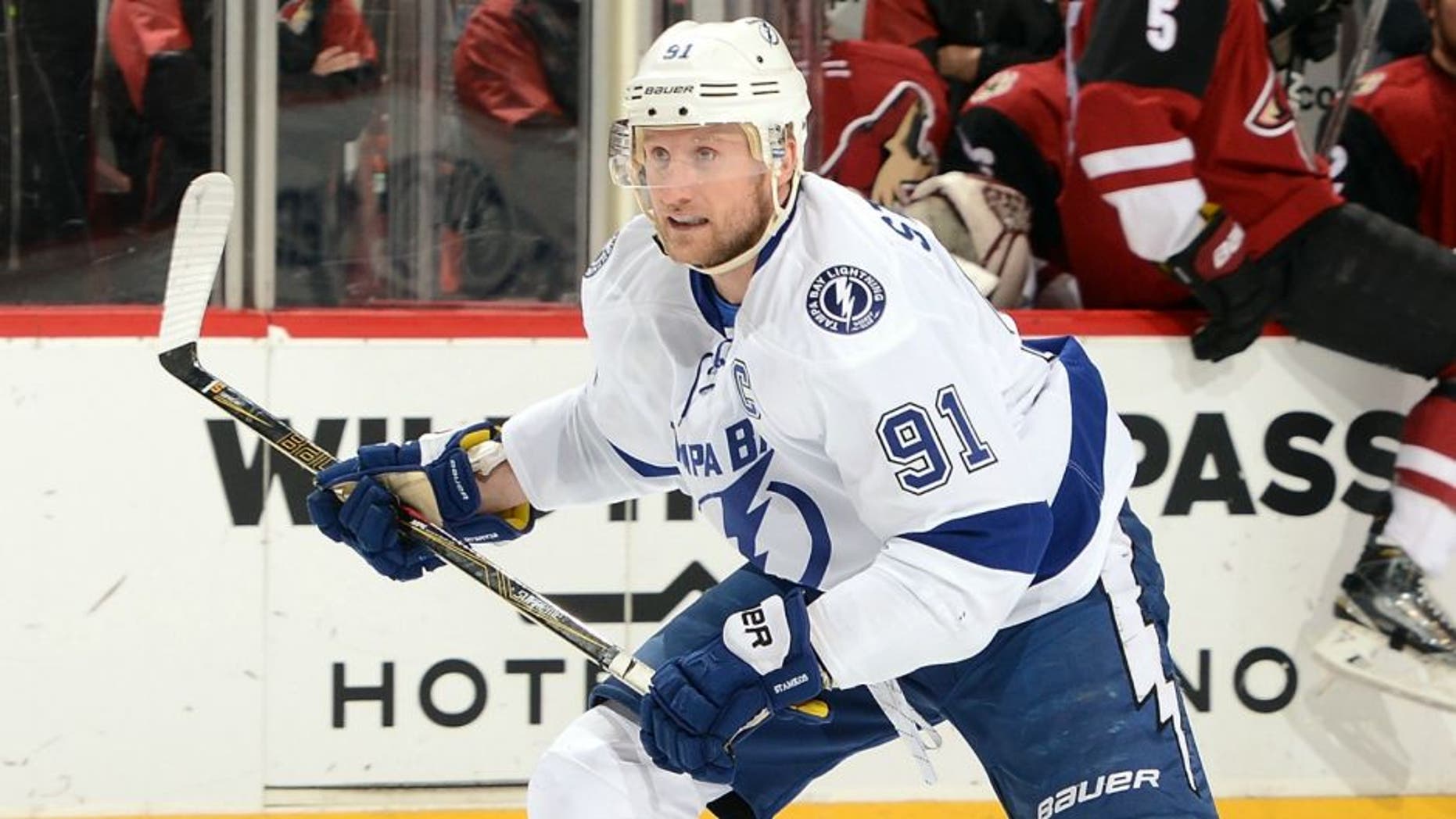 against the Tampa Bay Lightning at Gila River Arena on March 19, 2016 in Glendale, Arizona.