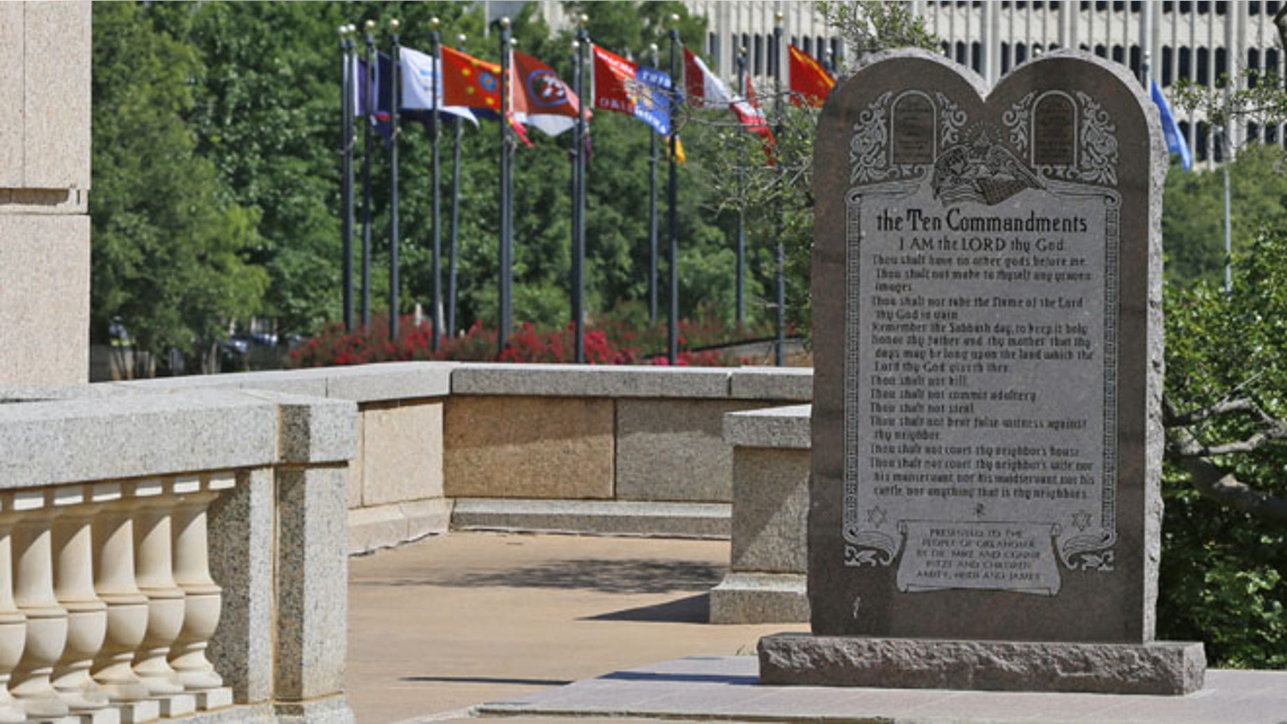 June 30, 2015: The Ten Commandments monument is pictured at the state Capitol in Oklahoma City.