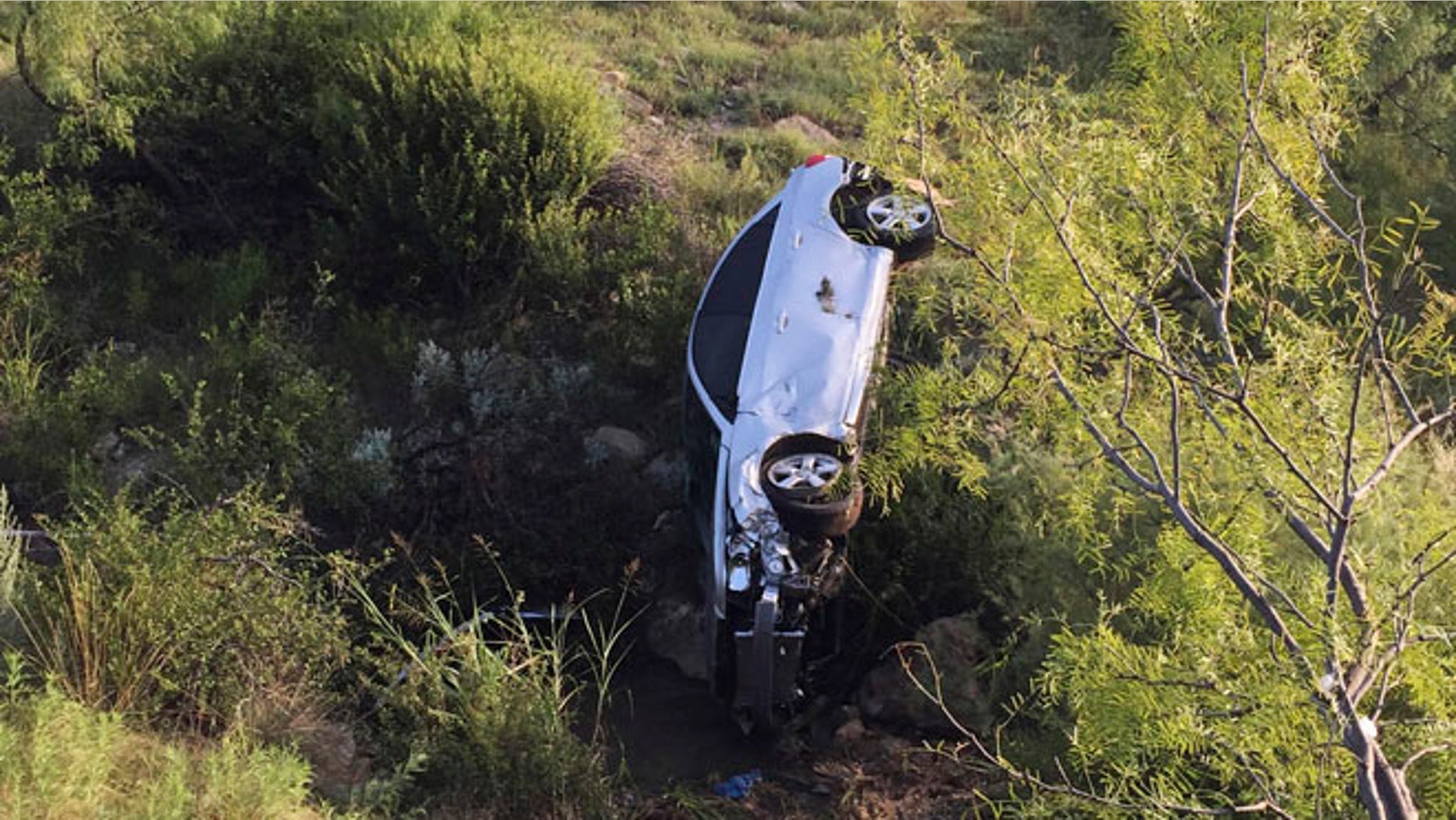 June 28, 2015: This photo provided by Brandon Cogburn, shows the wrecked car of Wanda Mobley where she was found near Seymour, Texas.