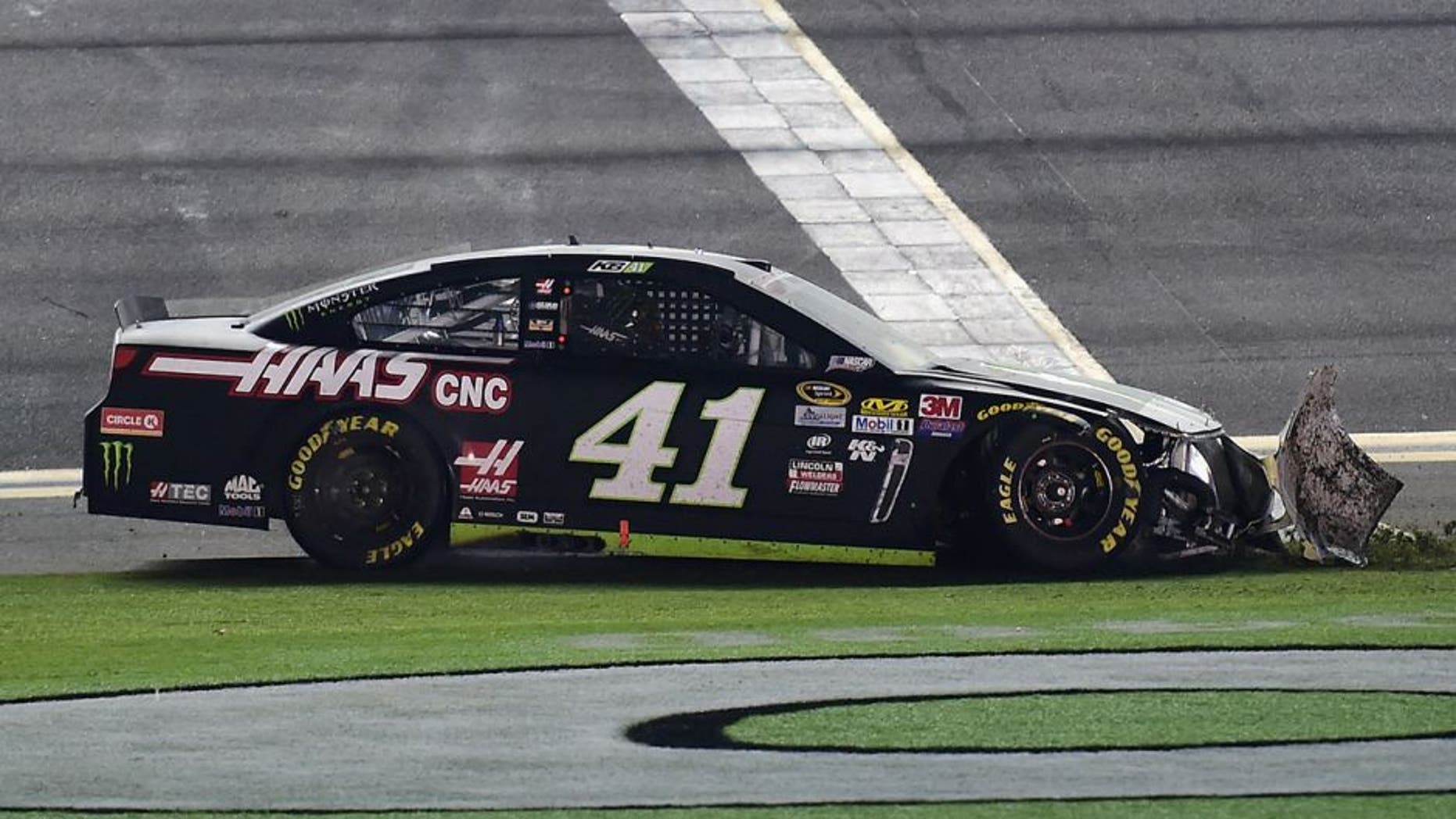DAYTONA BEACH, FL - JULY 02: Kurt Busch, driver of the #41 Monster Energy/Haas Automation Chevrolet, has an on track incident during the NASCAR Sprint Cup Series Coke Zero 400 Powered By Coca-Cola at Daytona International Speedway on July 2, 2016 in Daytona Beach, Florida. (Photo by Jared C. Tilton/Getty Images)