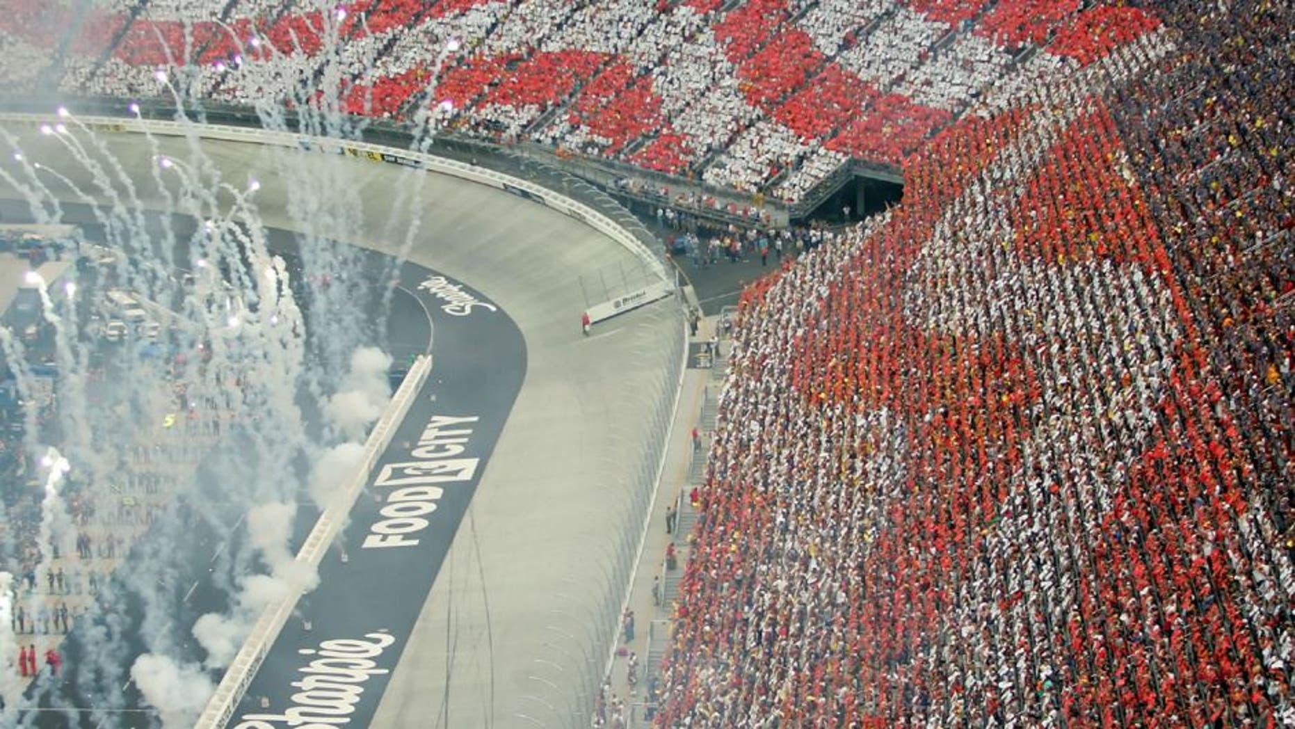 BRISTOL, TN - AUGUST 25: Fireworks go off during the National Anthem prior to the start of the NASCAR Nextel Cup Series Sharpie 500 at Bristol Motor Speedway on August 25, 2007 in Bristol, Tennessee. (Photo by Maxx Wolfson/Getty Images)