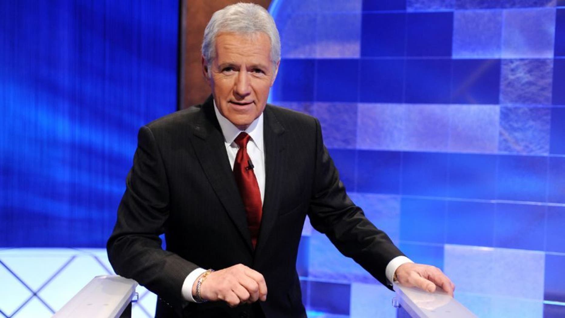 CULVER CITY, CA - APRIL 17: Game show host Alex Trebek poses on the set of the "Jeopardy!" Million Dollar Celebrity Invitational Tournament Show Taping on April 17, 2010 in Culver City, California. (Photo by Amanda Edwards/Getty Images)