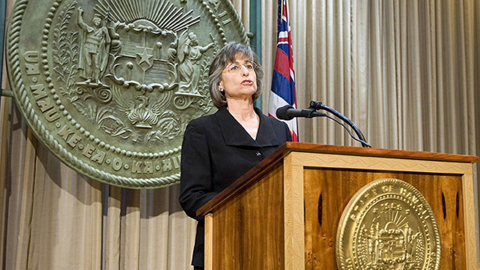 July 6: Gov. Linda Lingle holds a news conference in her office at the Hawaii State Capitol building in Honolulu.